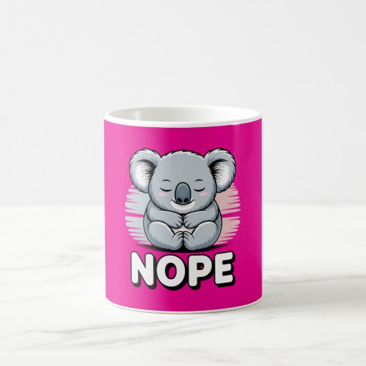 Cute Sleeping Koala “Nope” Funny Cartoon コーヒーマグカップ (中央)
