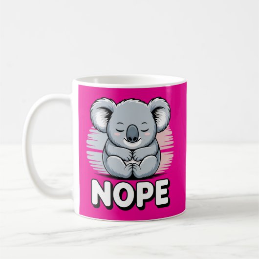 Cute Sleeping Koala “Nope” Funny Cartoon コーヒーマグカップ (左)