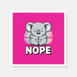 Cute Sleeping Koala “Nope” Funny Cartoon スタンダードカクテルナプキン