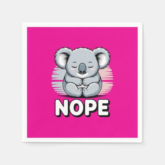 Cute Sleeping Koala “Nope” Funny Cartoon スタンダードカクテルナプキン (正面)