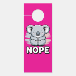 Cute Sleeping Koala “Nope” Funny Cartoon ドアノブサイン