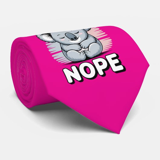 Cute Sleeping Koala “Nope” Funny Cartoon ネクタイ (ロール)