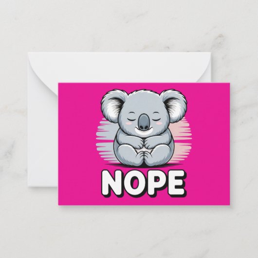 Cute Sleeping Koala “Nope” Funny Cartoon ノートカード (正面)