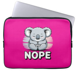 Cute Sleeping Koala “Nope” Funny Cartoon ラップトップスリーブ