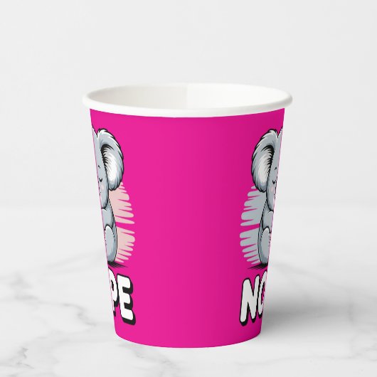 Cute Sleeping Koala “Nope” Funny Cartoon 紙コップ (左)