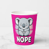Cute Sleeping Koala “Nope” Funny Cartoon 紙コップ (正面)
