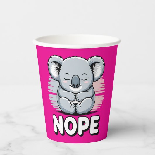 Cute Sleeping Koala “Nope” Funny Cartoon 紙コップ (正面)