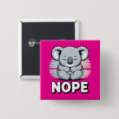 Cute Sleeping Koala “Nope” Funny Cartoon 缶バッジ (正面&裏面)