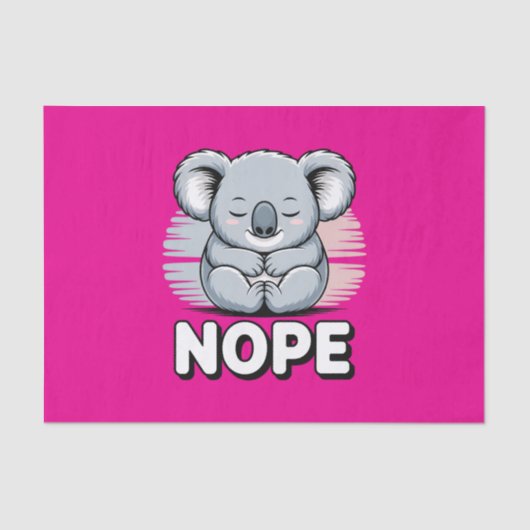 Cute Sleeping Koala “Nope” Funny Cartoon 薄葉紙 (正面)