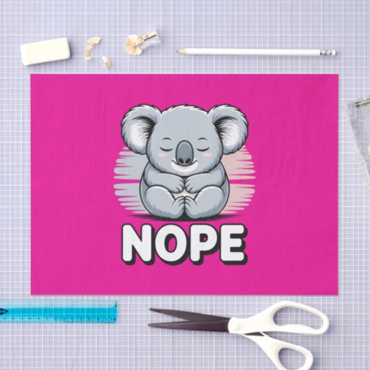 Cute Sleeping Koala “Nope” Funny Cartoon 薄葉紙 (クラフト)