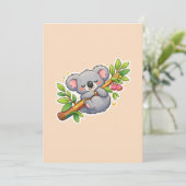 Cute Sleeping Koala on Eucalyptus Branch Kawaii  招待状 (スタンド正面)