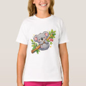 Cute Sleeping Koala on Eucalyptus Branch Kawaii  Tシャツ (正面)