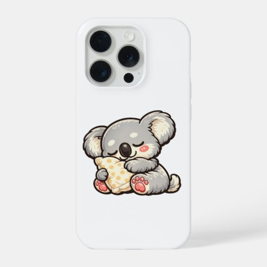 Cute Sleeping Koala with Pillow iPhoneケース (裏面)