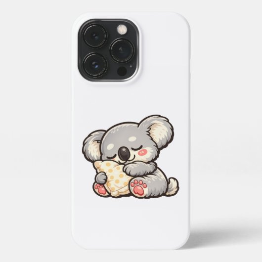 Cute Sleeping Koala with Pillow iPhoneケース (裏面)