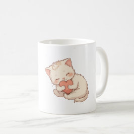 Cute Sleeping Little Angel Hugging a Heart Mug コーヒーマグカップ