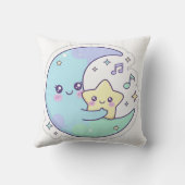 Cute Sleeping Moon and Star Kawaii Baby Nursery Pi クッション (裏面)