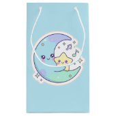 Cute Sleeping Moon & Stars Baby Blue Ramadan Gift  スモールペーパーバッグ (裏面)