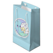 Cute Sleeping Moon & Stars Baby Blue Ramadan Gift  スモールペーパーバッグ (正面アングル)
