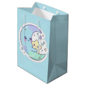 Cute Sleeping Moon & Stars Baby Blue Ramadan Gift  ミディアムペーパーバッグ (裏面アングル)