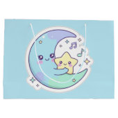 Cute Sleeping Moon & Stars Baby Blue Ramadan Gift  ラージペーパーバッグ (裏面)