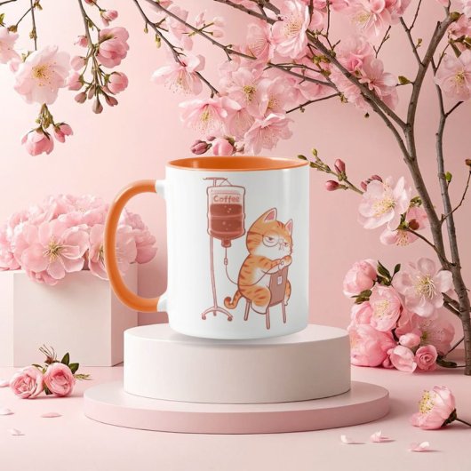 Cute Sleeping Orange Cat Coffee Mug funny orange マグカップ