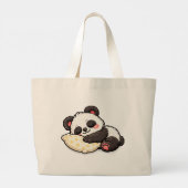 Cute Sleeping Panda with Pillow ラージトートバッグ (裏面)