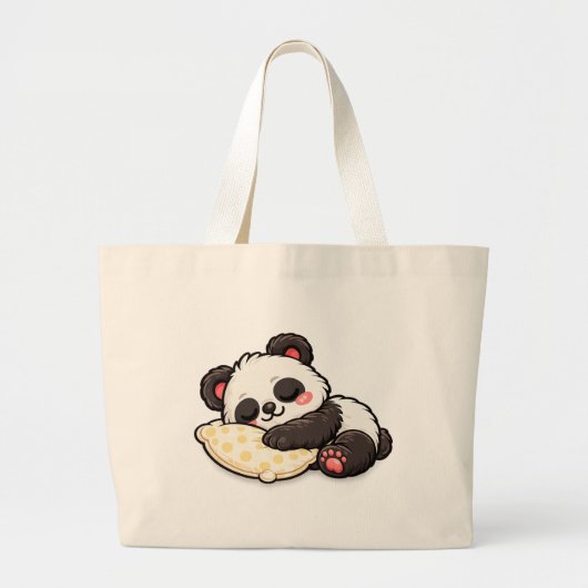 Cute Sleeping Panda with Pillow ラージトートバッグ (正面)