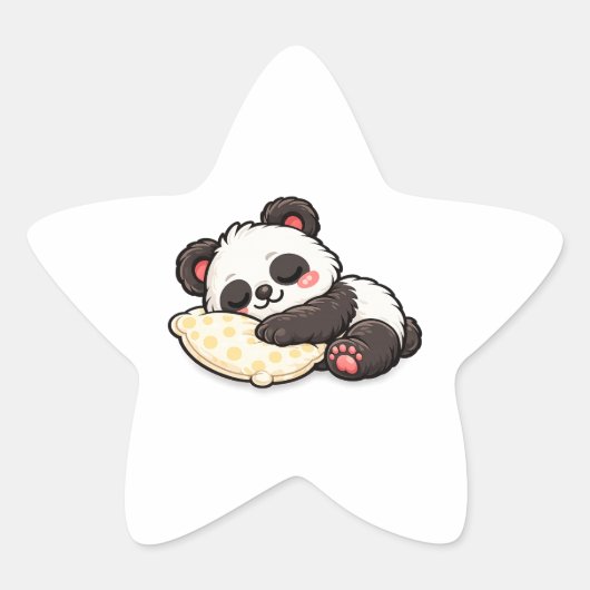 Cute Sleeping Panda with Pillow 星シール (正面)