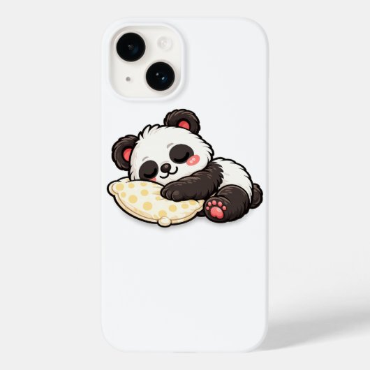 Cute Sleeping Panda with Pillow Case-Mate iPhoneケース (裏面)