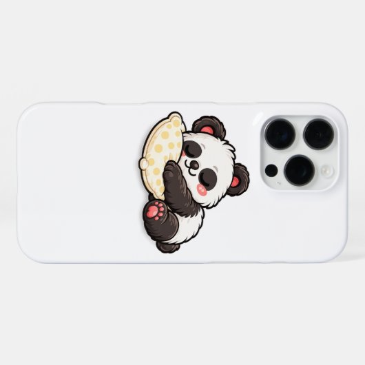 Cute Sleeping Panda with Pillow iPhoneケース (裏面横)