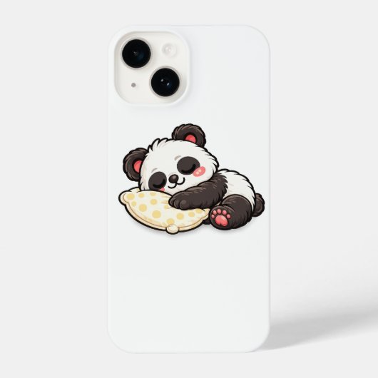 Cute Sleeping Panda with Pillow iPhoneケース (裏面)