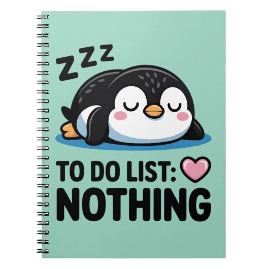 cute sleeping penguin, to do list nothing ノートブック (正面)