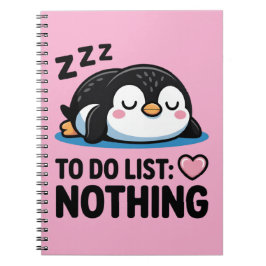 cute sleeping penguin, to do list nothing ノートブック