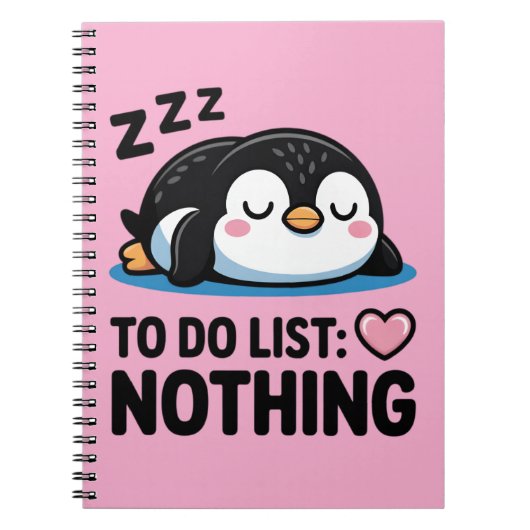cute sleeping penguin, to do list nothing ノートブック (正面)