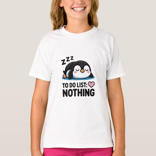 cute sleeping penguin, to do list nothing tシャツ (正面)