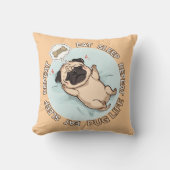 Cute Sleeping Pug Dreaming of Treats Throw Pillow クッション (正面)