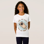 Cute Sleeping Pug Girls Shirt | Eat Sleep Repeat  Tシャツ (正面フル)