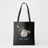 Cute Sleeping Sloth "Nap Time!" Cartoon  トートバッグ (正面)
