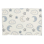 Cute Sleeping Stars, Moons and Clouds 枕カバー (正面)