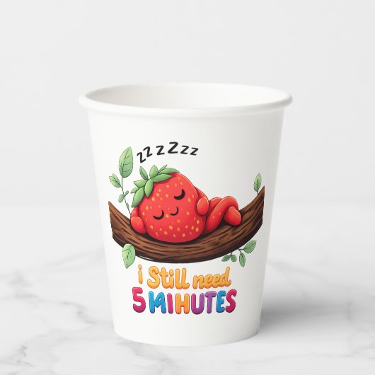 Cute Sleeping Strawberry – 8oz Paper Cup 紙コップ (正面)