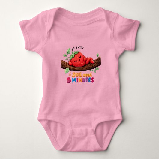 Cute Sleeping Strawberry – Baby Jersey Bodysuit ベビーボディスーツ (正面)