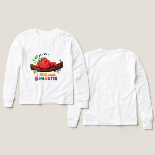 Cute Sleeping Strawberry Girls’ Long Sleev tshirt (デザイン 正面＆背面)