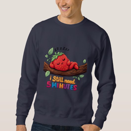 Cute Sleeping Strawberry Men’s Crewneck Sweatshit スウェットシャツ (正面)