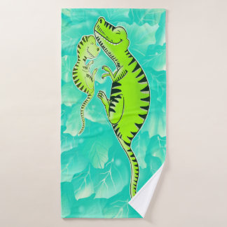 Cute Sleeping T-Rex Dinosaur Mom and Baby Bath Tow バスタオル