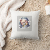 Cute Sleeping Teddy Bear Pillow – Kawaii Cozy Bear クッション (ブランケット)