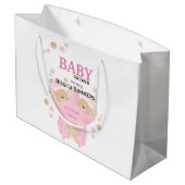 Cute Sleeping Teddy Bear Twin Baby Girls Shower La ラージペーパーバッグ (裏面アングル)