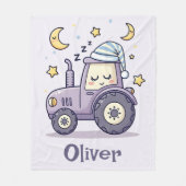 Cute Sleeping Tractor フリースブランケット (正面)