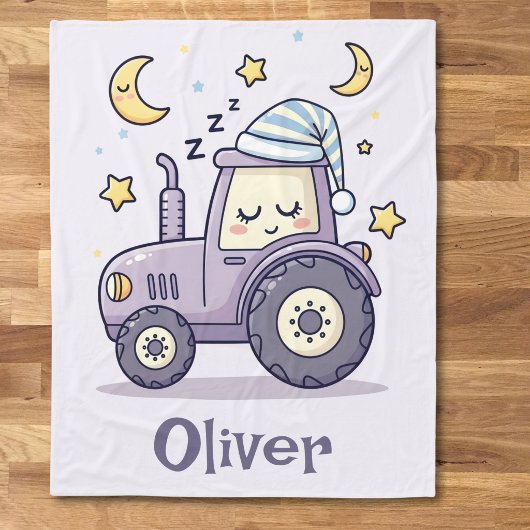 Cute Sleeping Tractor フリースブランケット