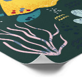 Cute Sleeping Turtle Underwater Doodle Poster ポスター (角)