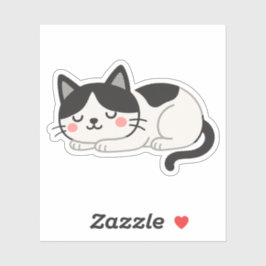 Cute Sleeping Tuxedo Cat Drawing シール